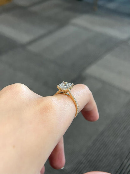 Marquise Shaped Three Stone Lab Grown Diamond Engagement Ring