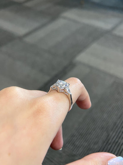 Marquise Shaped Three Stone Lab Grown Diamond Engagement Ring