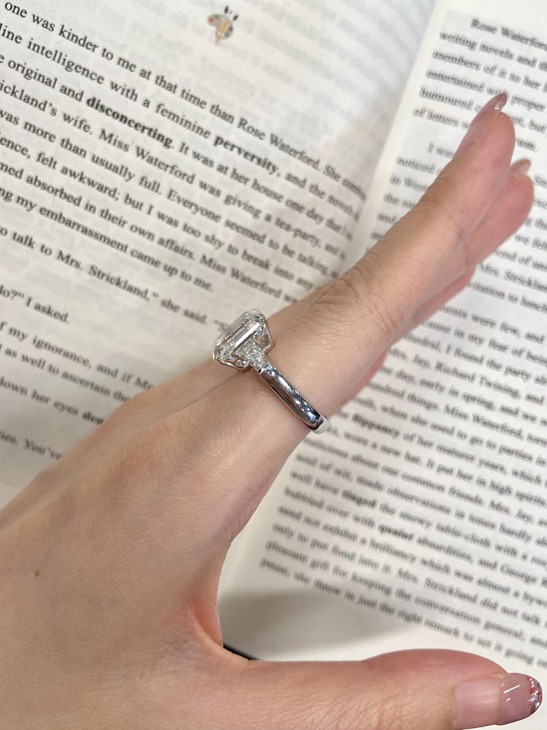 Marquise Shaped Three Stone Lab Grown Diamond Engagement Ring