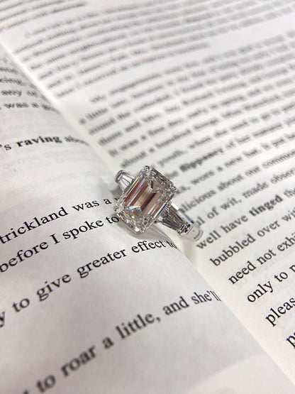 Marquise Shaped Three Stone Lab Grown Diamond Engagement Ring