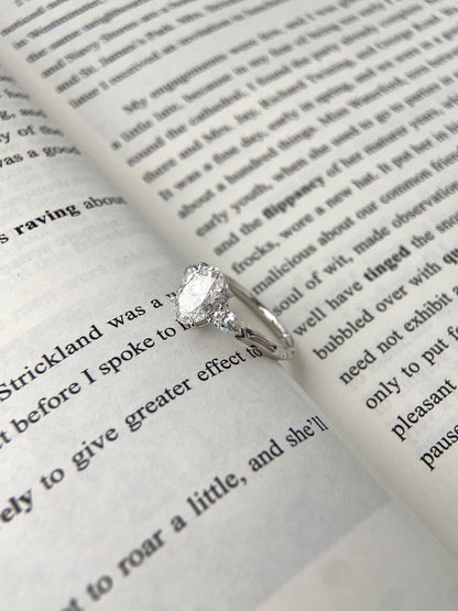 Marquise Shaped Three Stone Lab Grown Diamond Engagement Ring