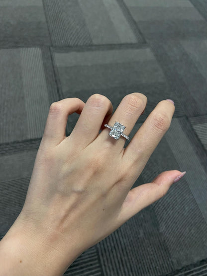 Marquise Shaped Three Stone Lab Grown Diamond Engagement Ring