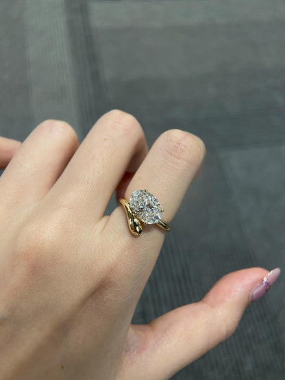 Marquise Shaped Three Stone Lab Grown Diamond Engagement Ring