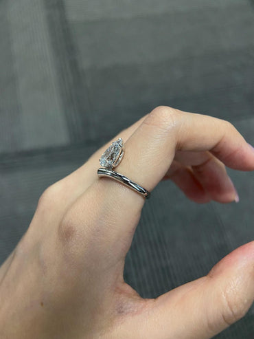 Marquise Shaped Three Stone Lab Grown Diamond Engagement Ring