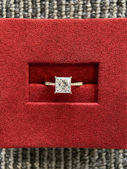 Marquise Shaped Three Stone Lab Grown Diamond Engagement Ring