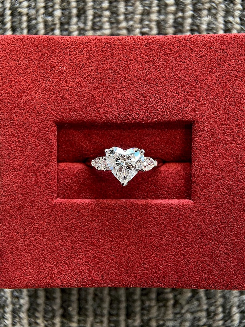 Marquise Shaped Three Stone Lab Grown Diamond Engagement Ring