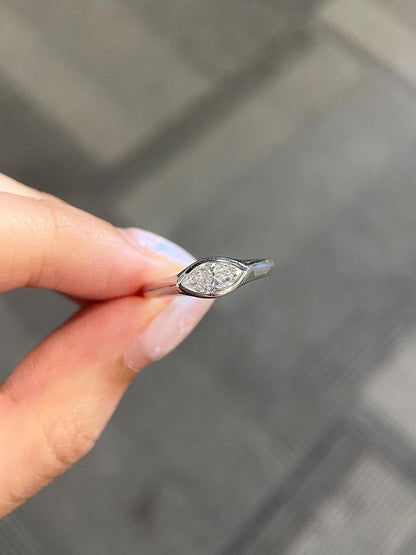 Marquise Shaped Three Stone Lab Grown Diamond Engagement Ring