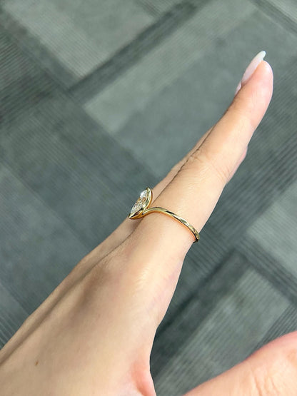 Marquise Shaped Three Stone Lab Grown Diamond Engagement Ring