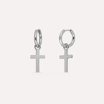 Cross Mens Hoop Earrings