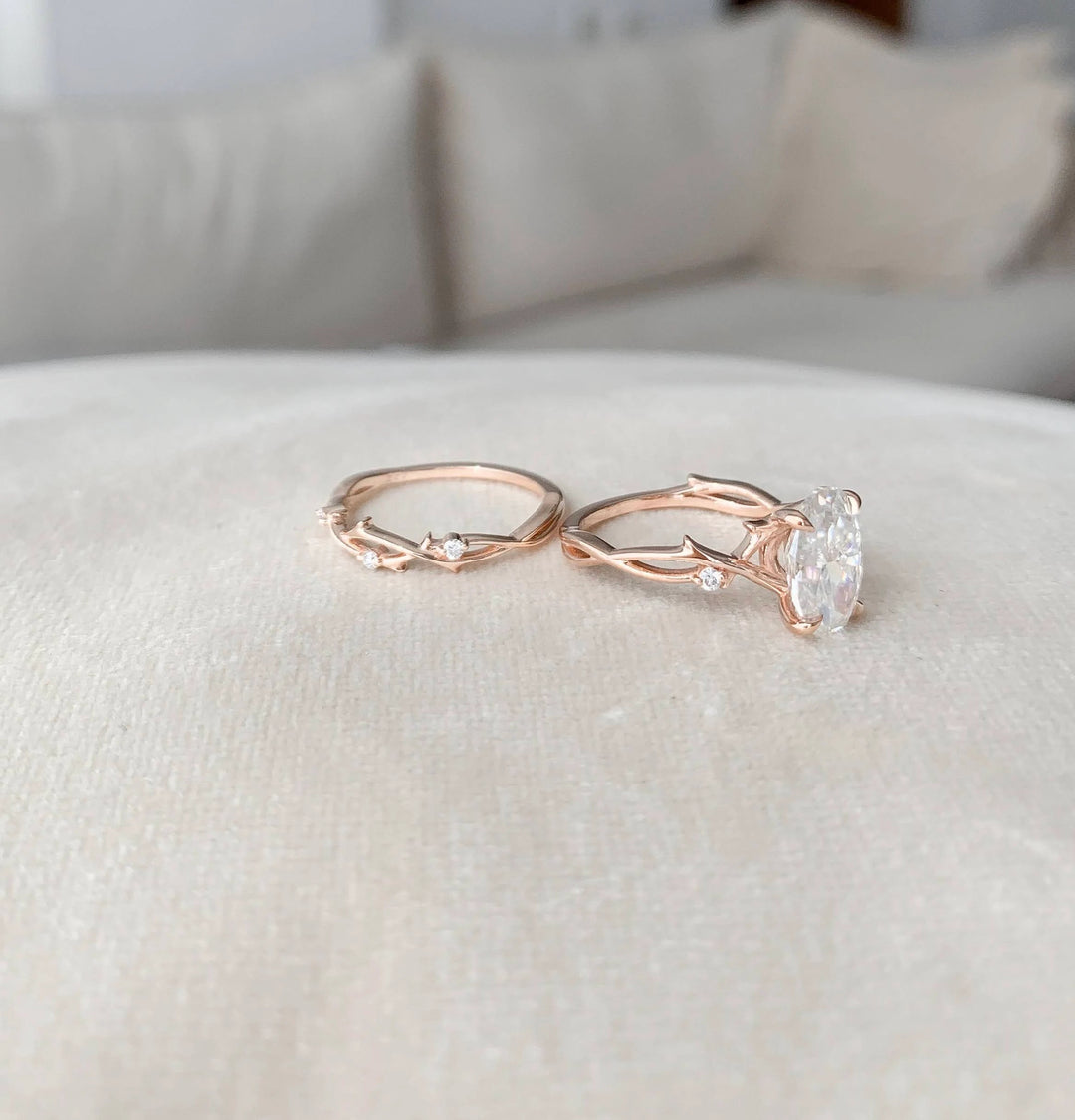 Marquise Cut Cluster Styled Lab Grown Bridal Ring Set