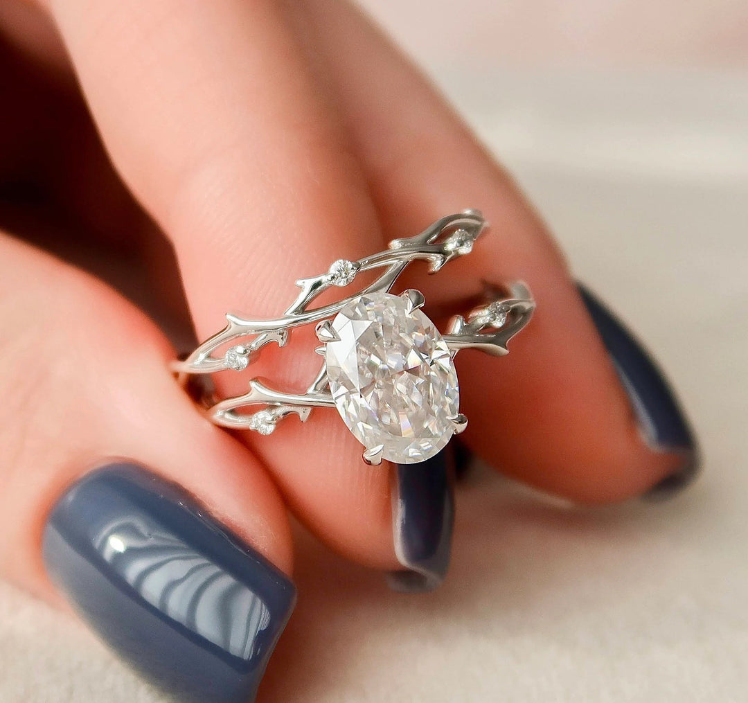 Marquise Cut Cluster Styled Lab Grown Bridal Ring Set