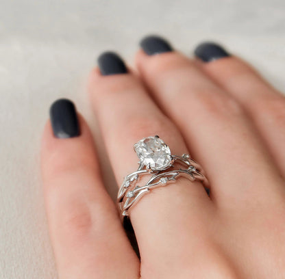 Marquise Cut Cluster Styled Lab Grown Bridal Ring Set