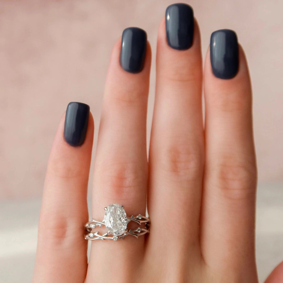 Marquise Cut Cluster Styled Lab Grown Bridal Ring Set