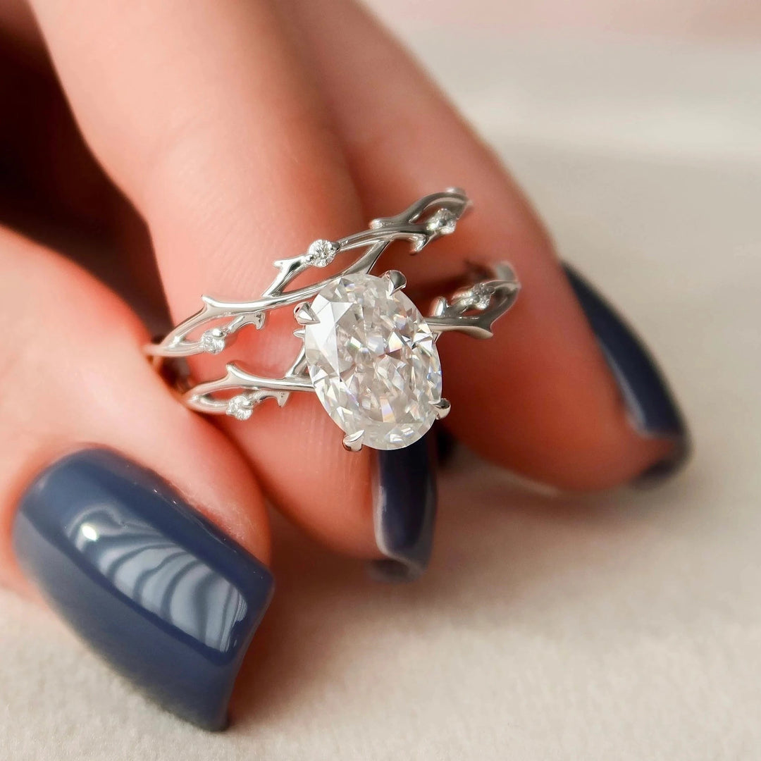 Marquise Cut Cluster Styled Lab Grown Bridal Ring Set