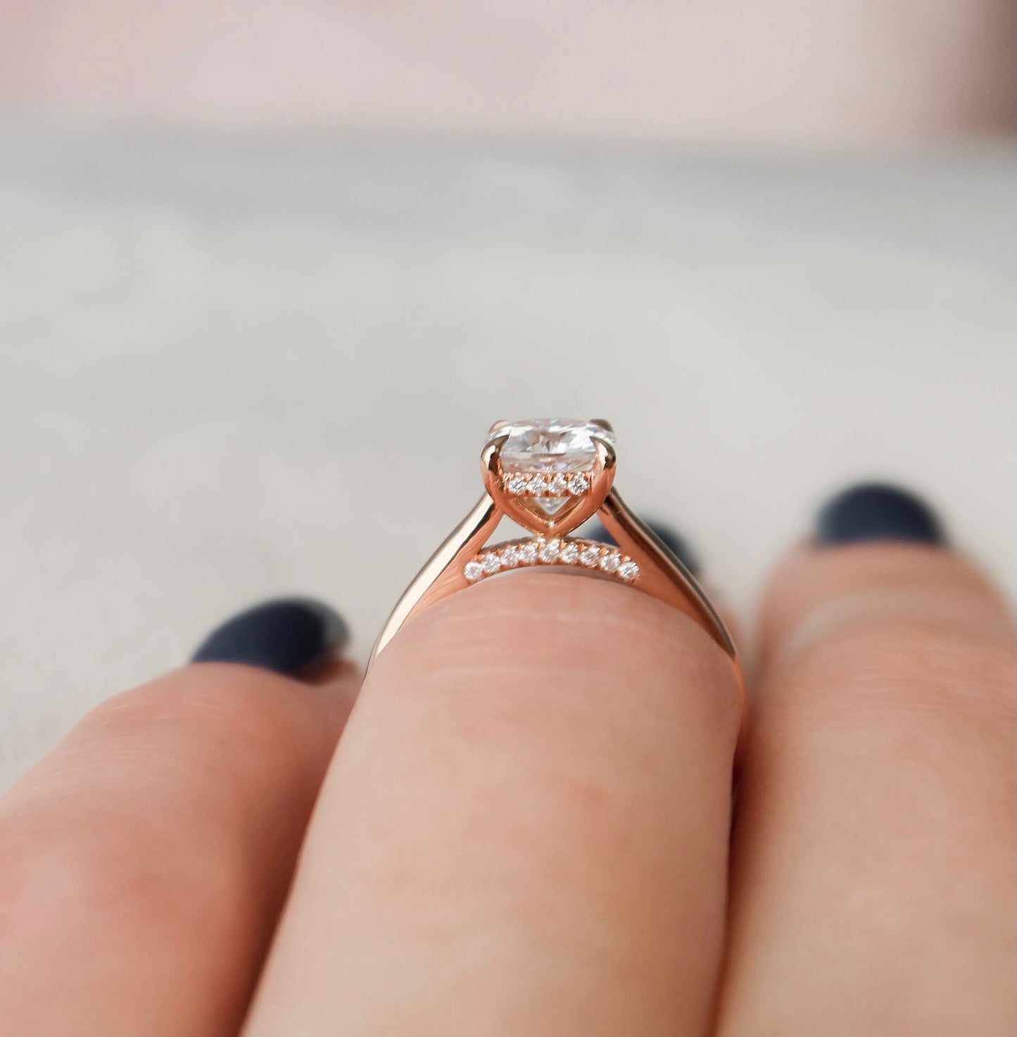 2.0 CT Cushion Cut Hidden Halo Moissanite Engagement Ring 6