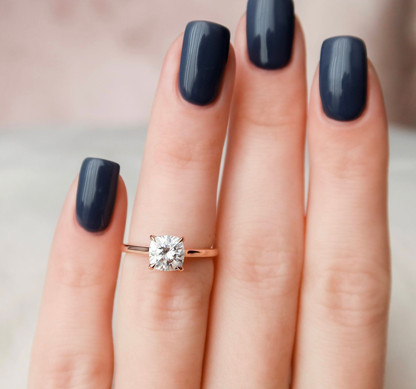 2.0 CT Cushion Cut Hidden Halo Moissanite Engagement Ring 4