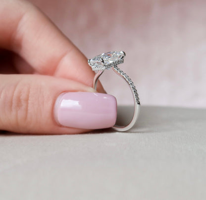 3.5 CT Radiant Hidden Halo & Pave Moissanite Engagement Ring (US Size 6 Ready To Ship)