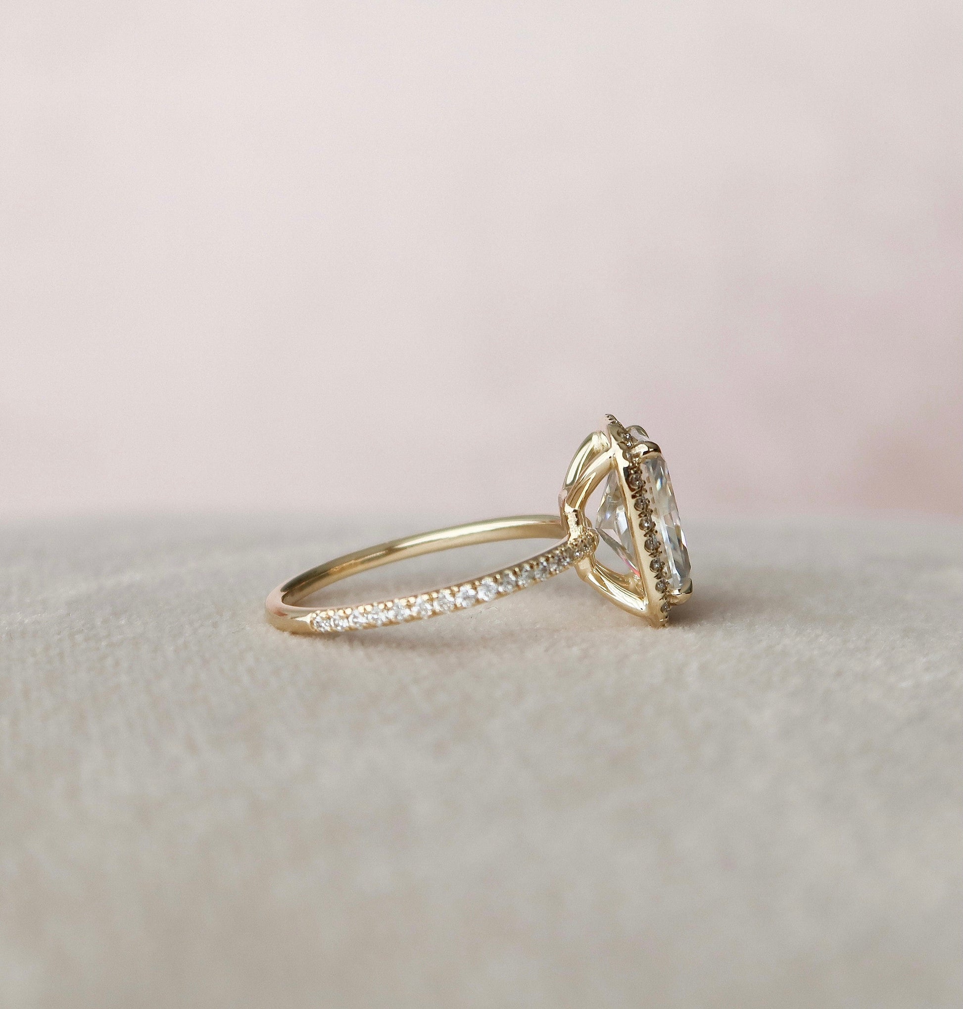 3.5 CT Radiant Halo Style Moissanite Engagement Ring 4