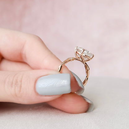 5.0 CT Oval Cut Twig Pave Style Moissanite Engagement Ring 7