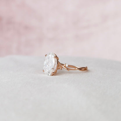 5.0 CT Oval Cut Twig Pave Style Moissanite Engagement Ring 3