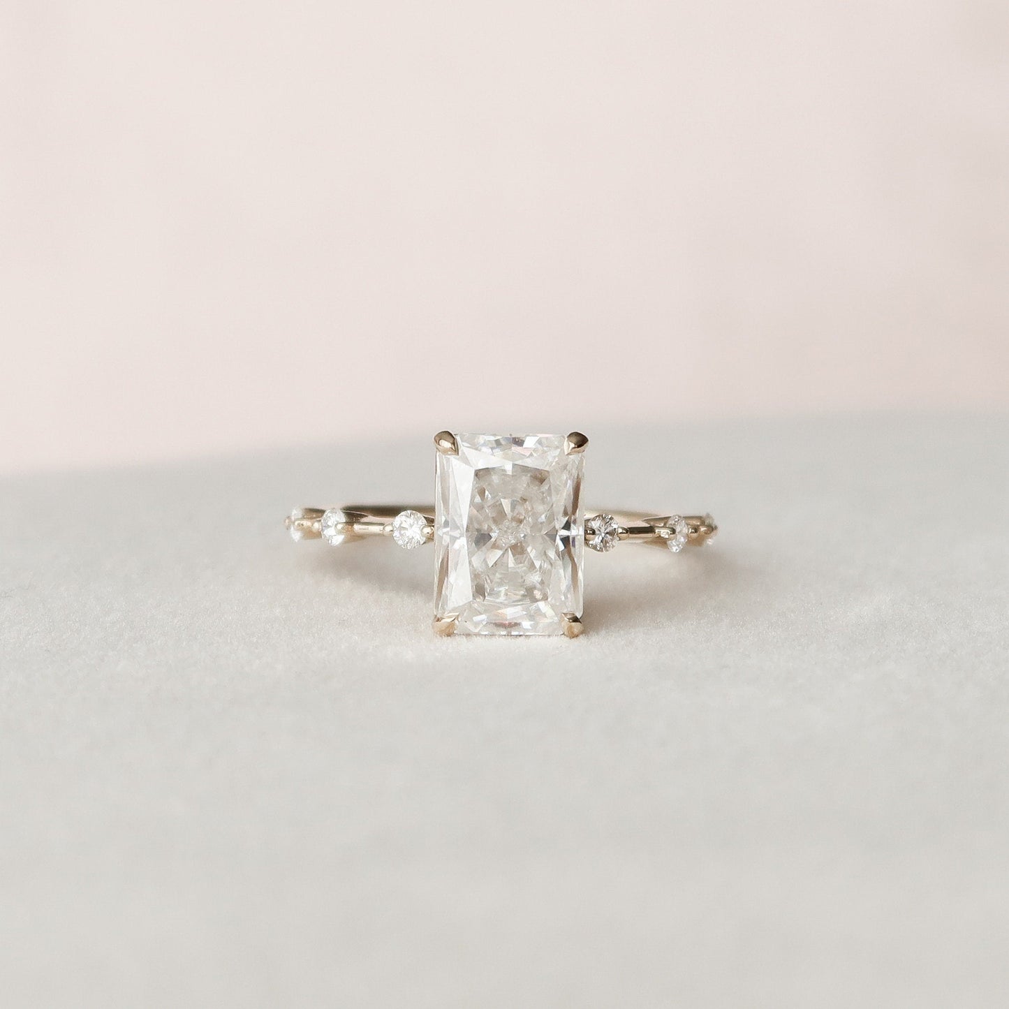 3.5 CT Radiant Cut Dainty Pave Moissanite Engagement Ring 5