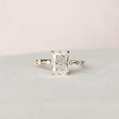 3.5 CT Radiant Cut Dainty Pave Moissanite Engagement Ring 5