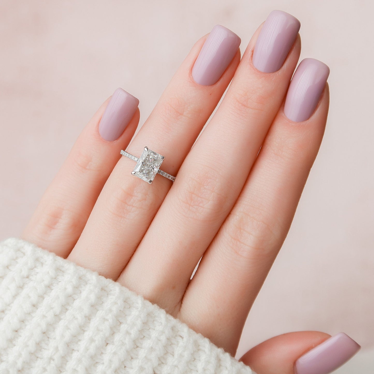 2 CT Radiant Moissanite Pave Engagement Ring (US Size 6.5 Ready To Ship)