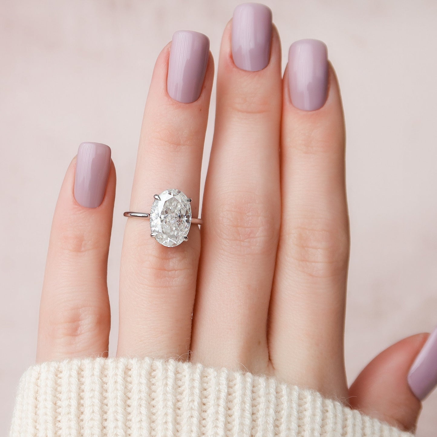 5.0 CT Oval Cut Hidden Halo Style Moissanite Engagement Ring 7