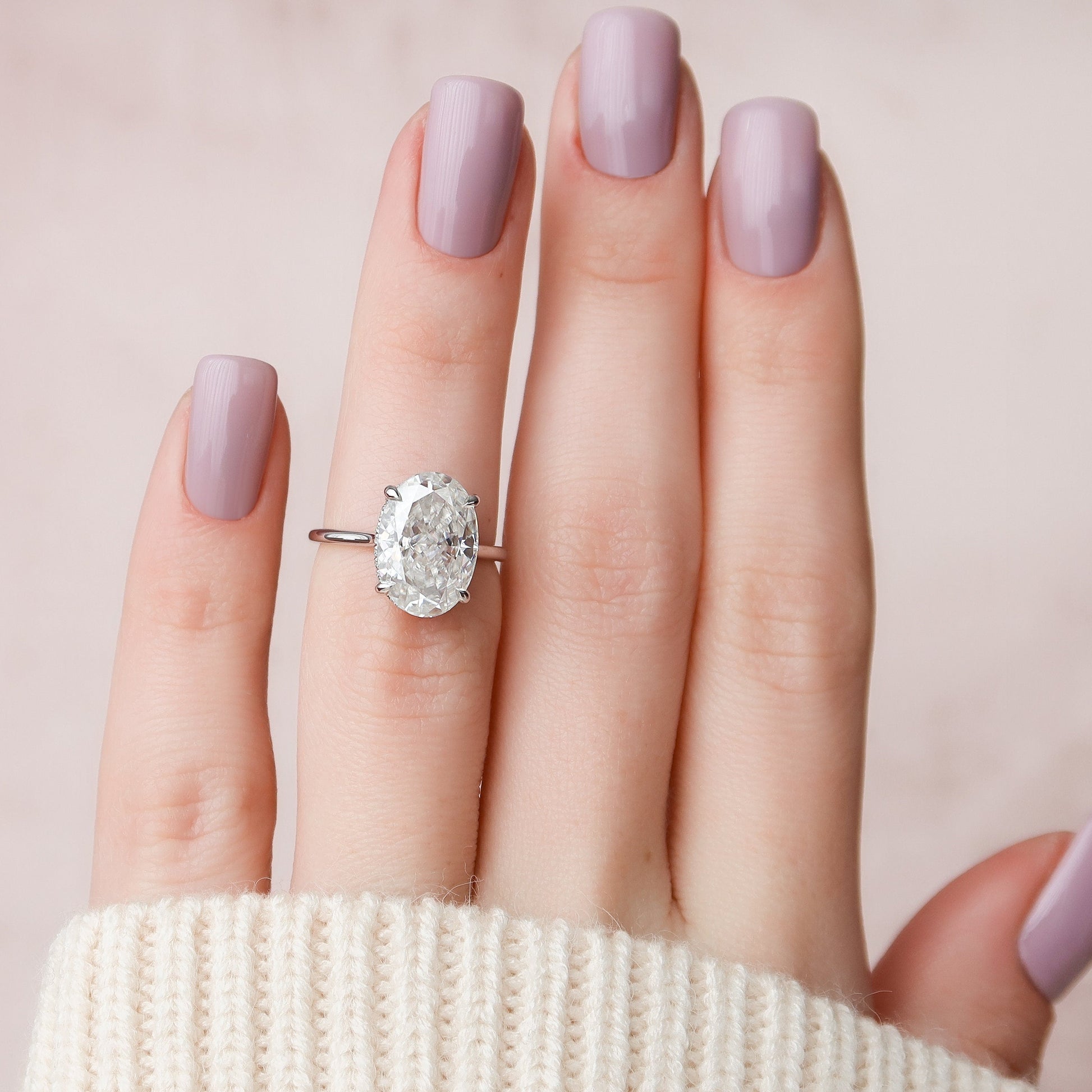 5.0 CT Oval Cut Hidden Halo Style Moissanite Engagement Ring 7