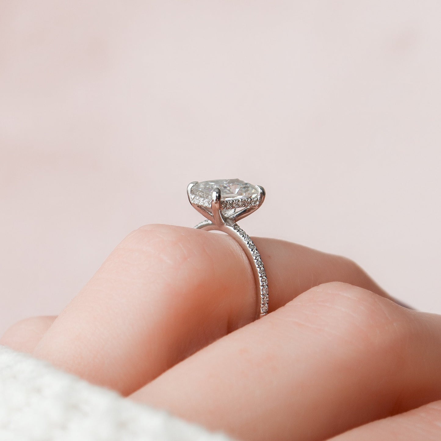 2 CT Radiant Moissanite Pave Engagement Ring (US Size 6.5 Ready To Ship)