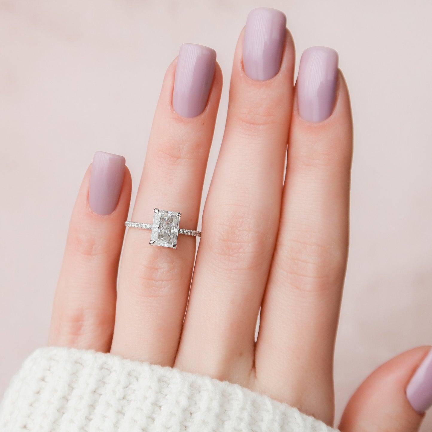 2 CT Radiant Moissanite Pave Engagement Ring (US Size 6.5 Ready To Ship)