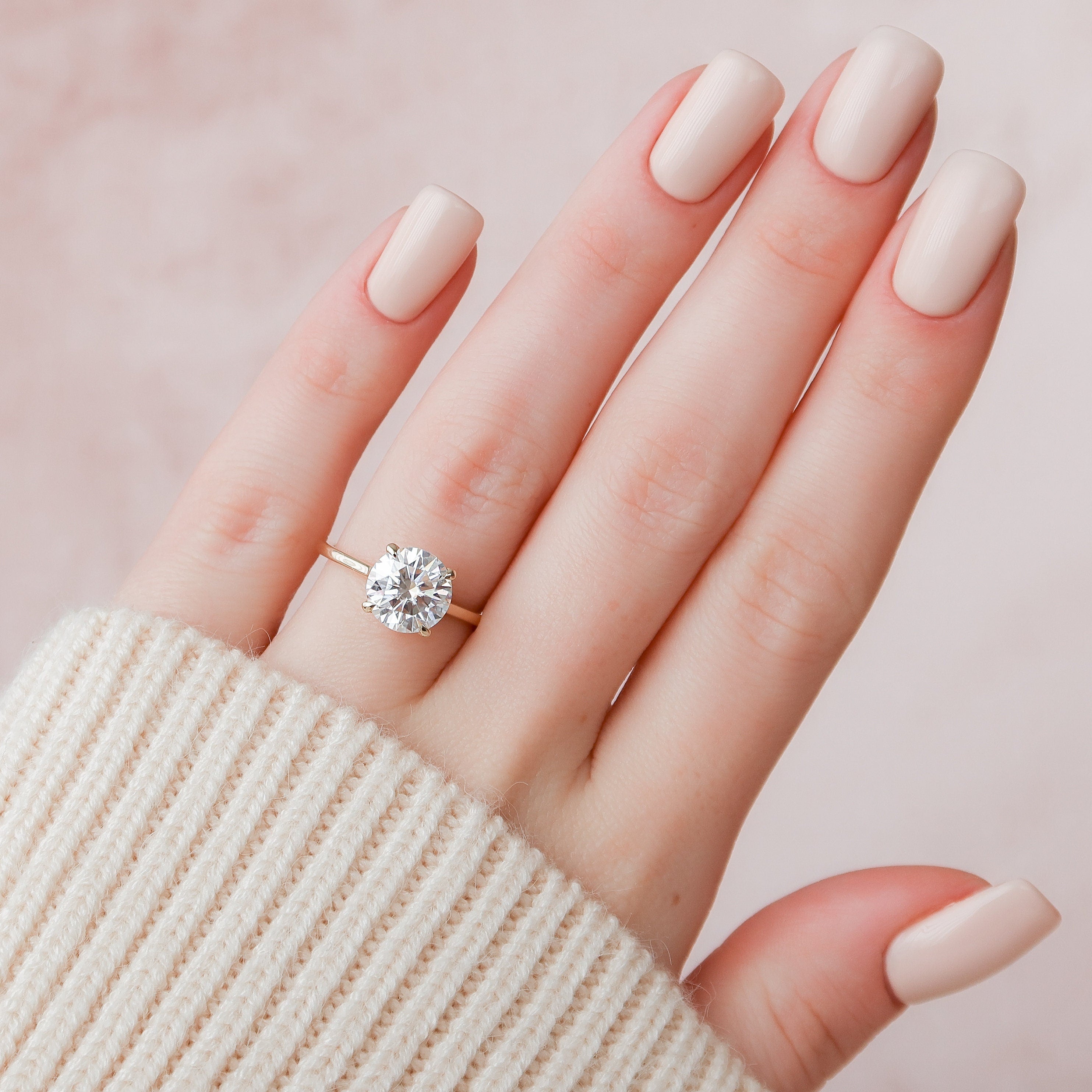 3.0 CT Round Cut Hidden Halo Style Moissanite Engagement Ring 8