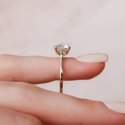 3.0 CT Round Cut Hidden Halo Style Moissanite Engagement Ring 5