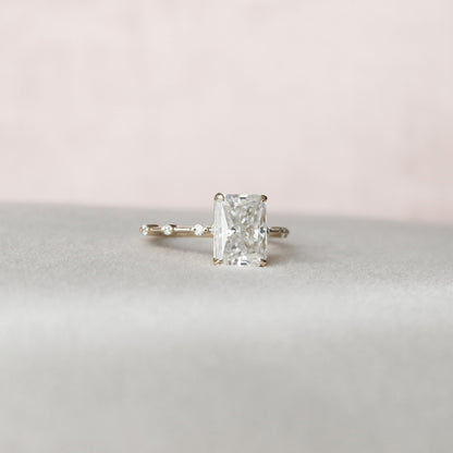 3.5 CT Radiant Cut Dainty Pave Moissanite Engagement Ring 2