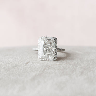 5.0 CT Radiant Cut Halo & Pave Style Moissanite Engagement Ring 1