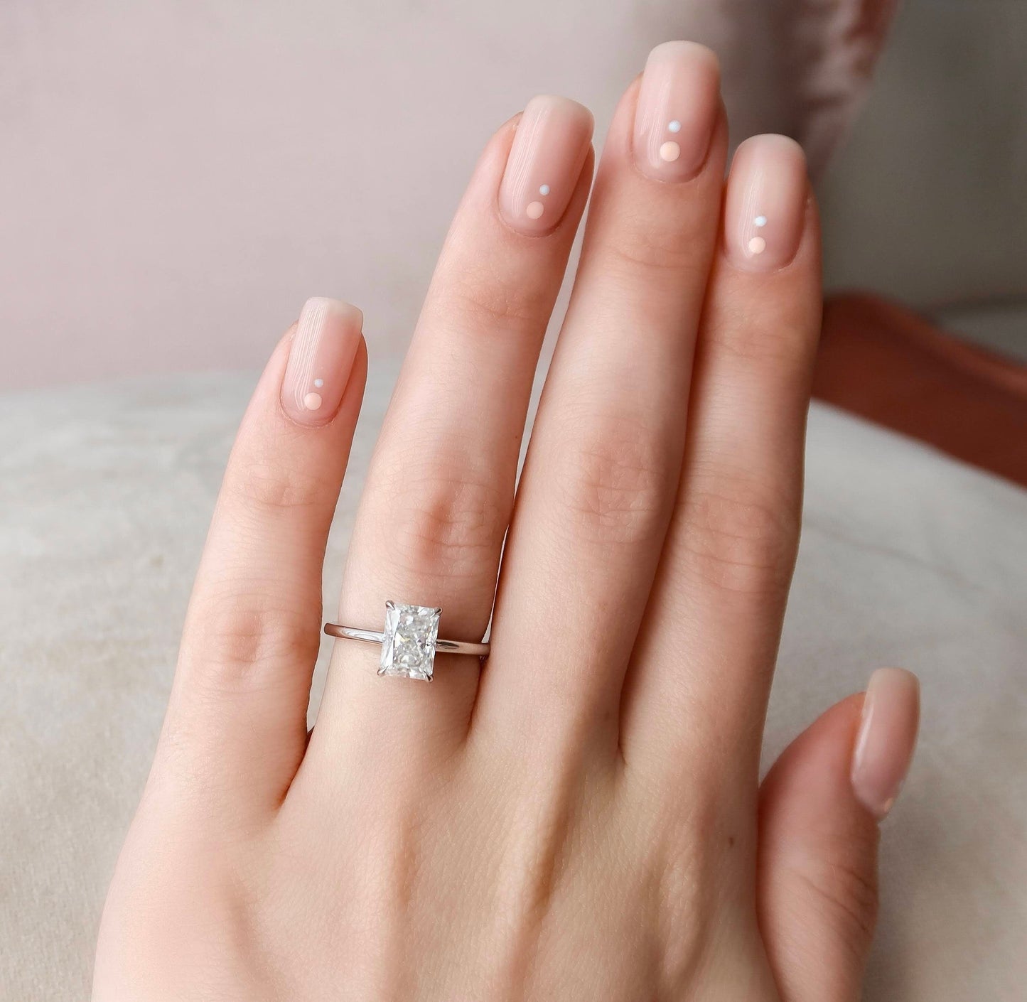 2.0 CT Radiant Cut Hidden Halo Style Moissanite Engagement Ring 5