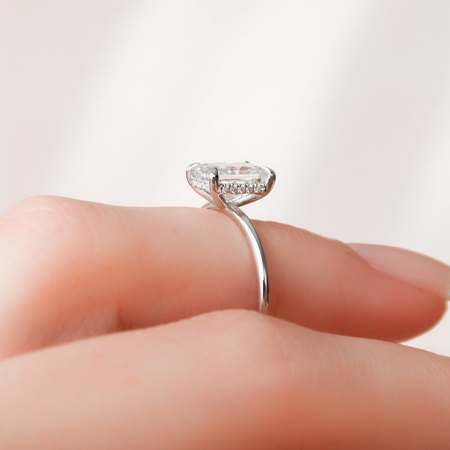 2.0 CT Radiant Cut Hidden Halo Moissanite Engagement Ring 5