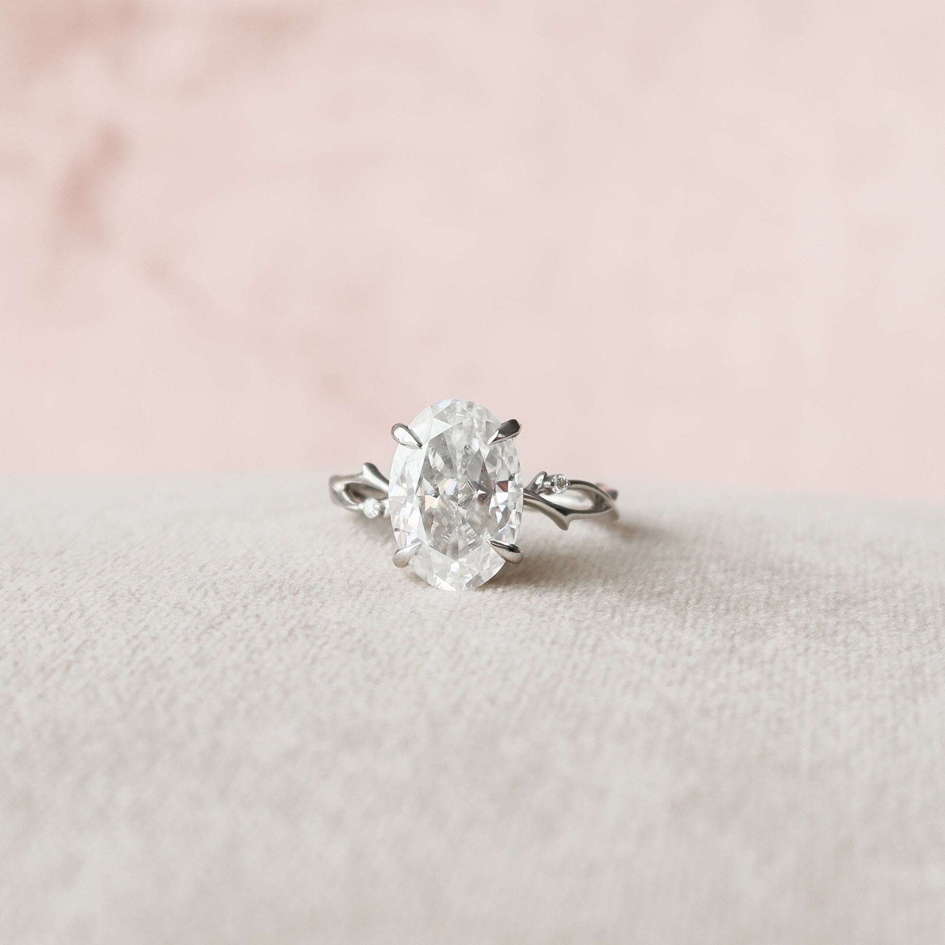 5.0 CT Oval Cut Twig Pave Style Moissanite Engagement Ring 1