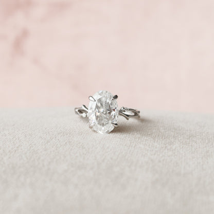 5.0 CT Oval Cut Twig Pave Style Moissanite Engagement Ring 1