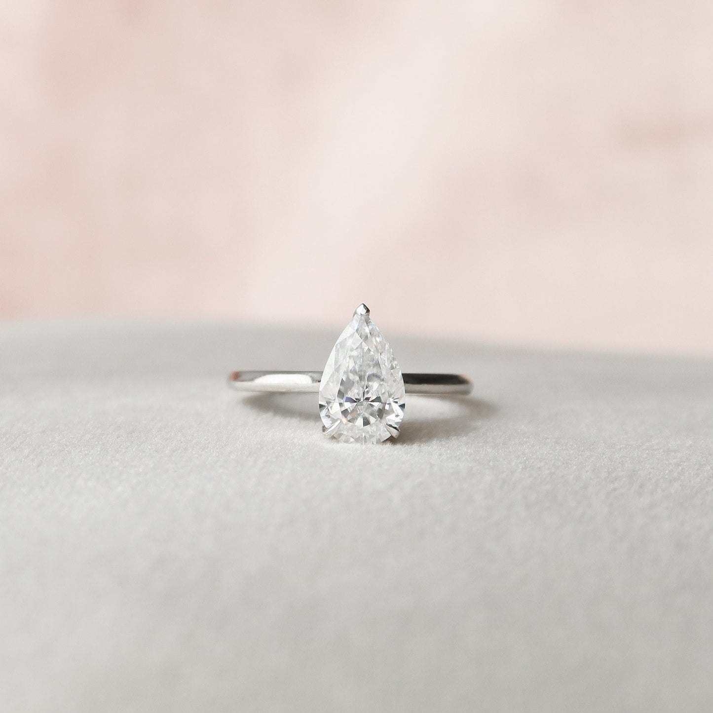 1.5 CT Pear Hidden Halo Moissanite Engagement Ring 6