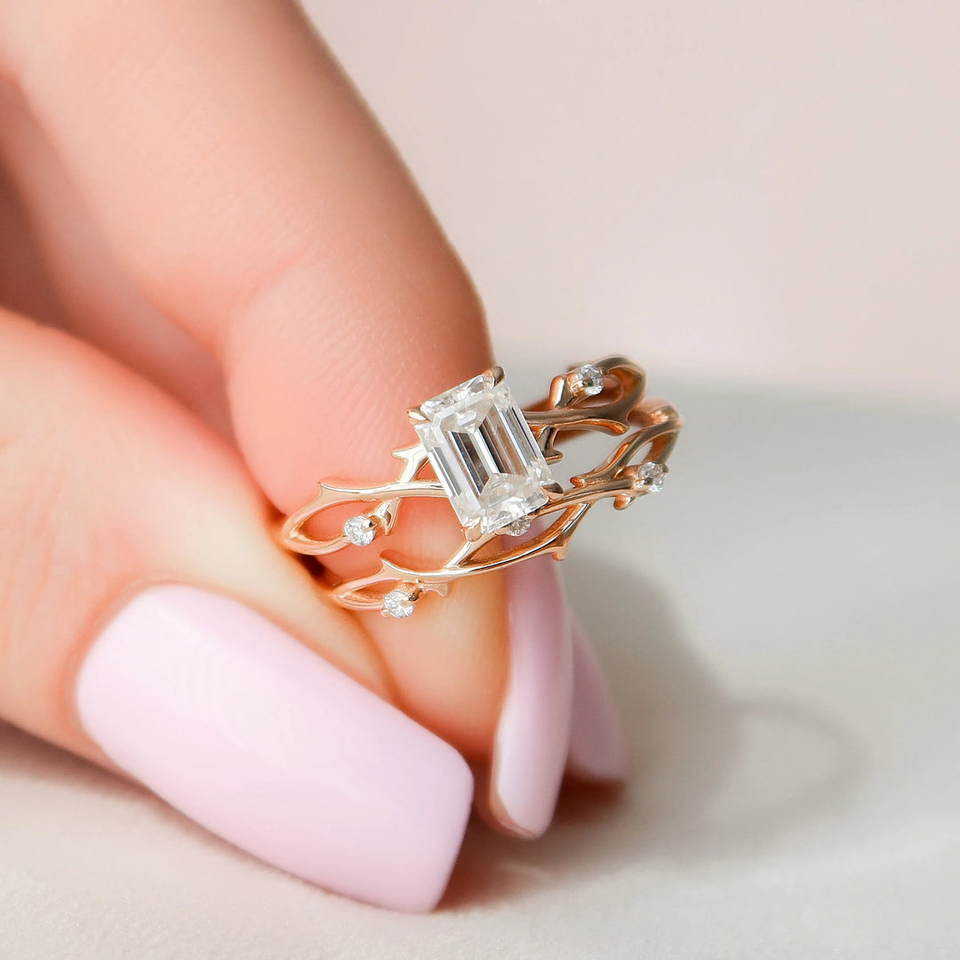 Marquise Cut Cluster Styled Lab Grown Bridal Ring Set