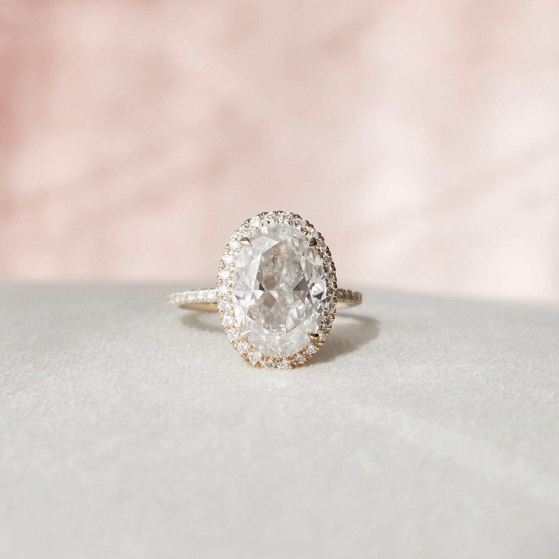 4.5 CT Oval Cut Halo Style Moissanite Engagement Ring 7