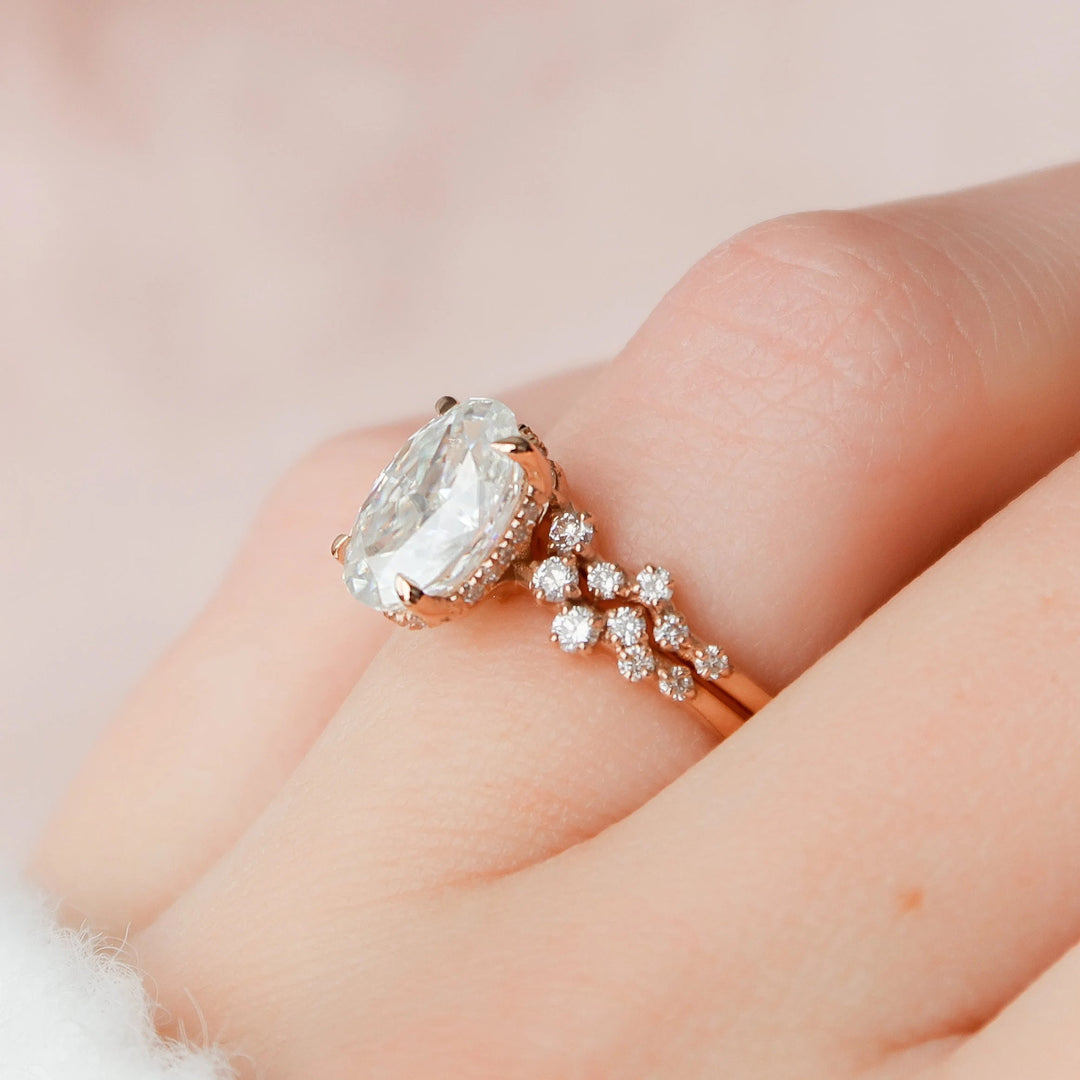 Marquise Cut Cluster Styled Lab Grown Bridal Ring Set