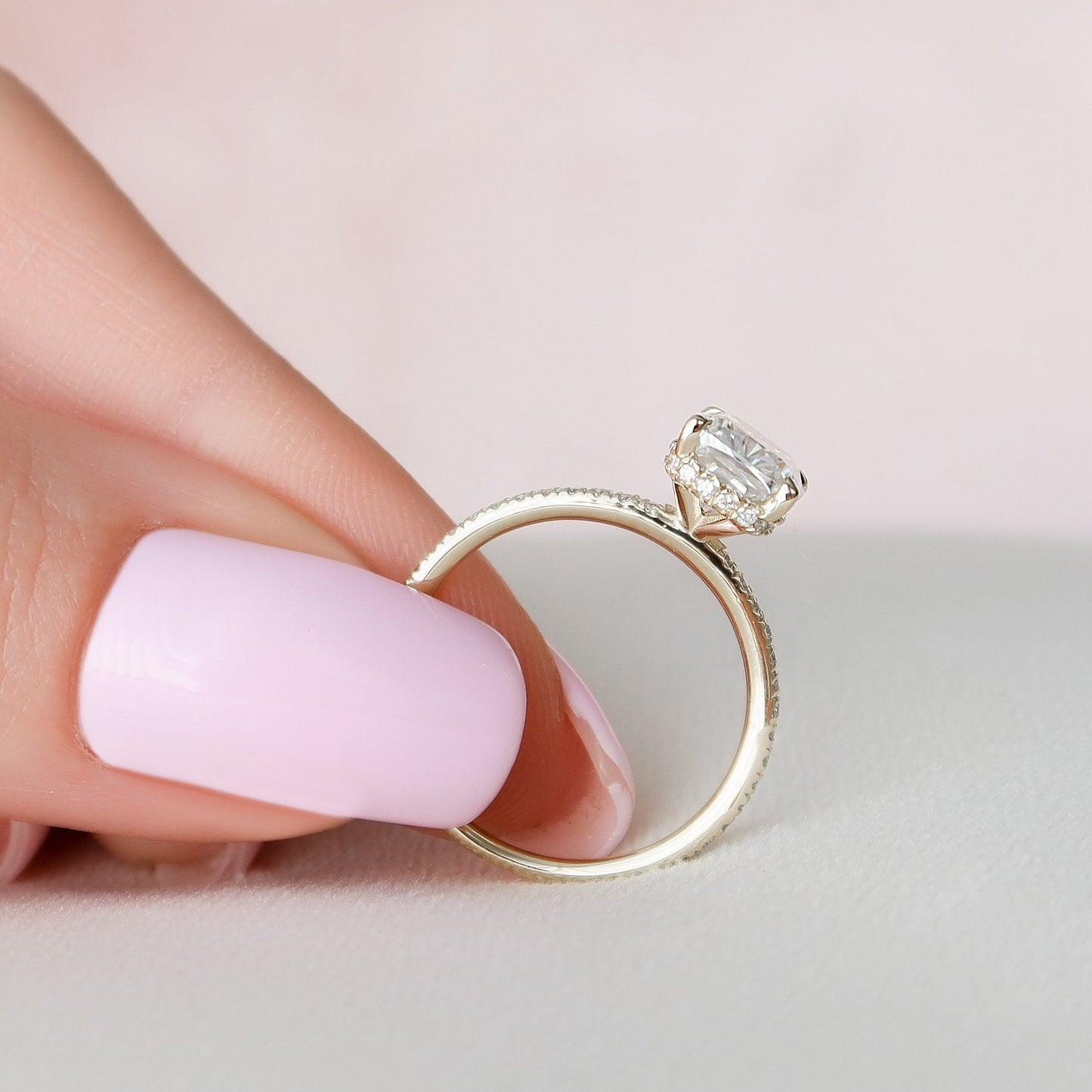 2 CT Cushion Moissanite Pave Engagement Ring (US Size 6.5 Ready To Ship)