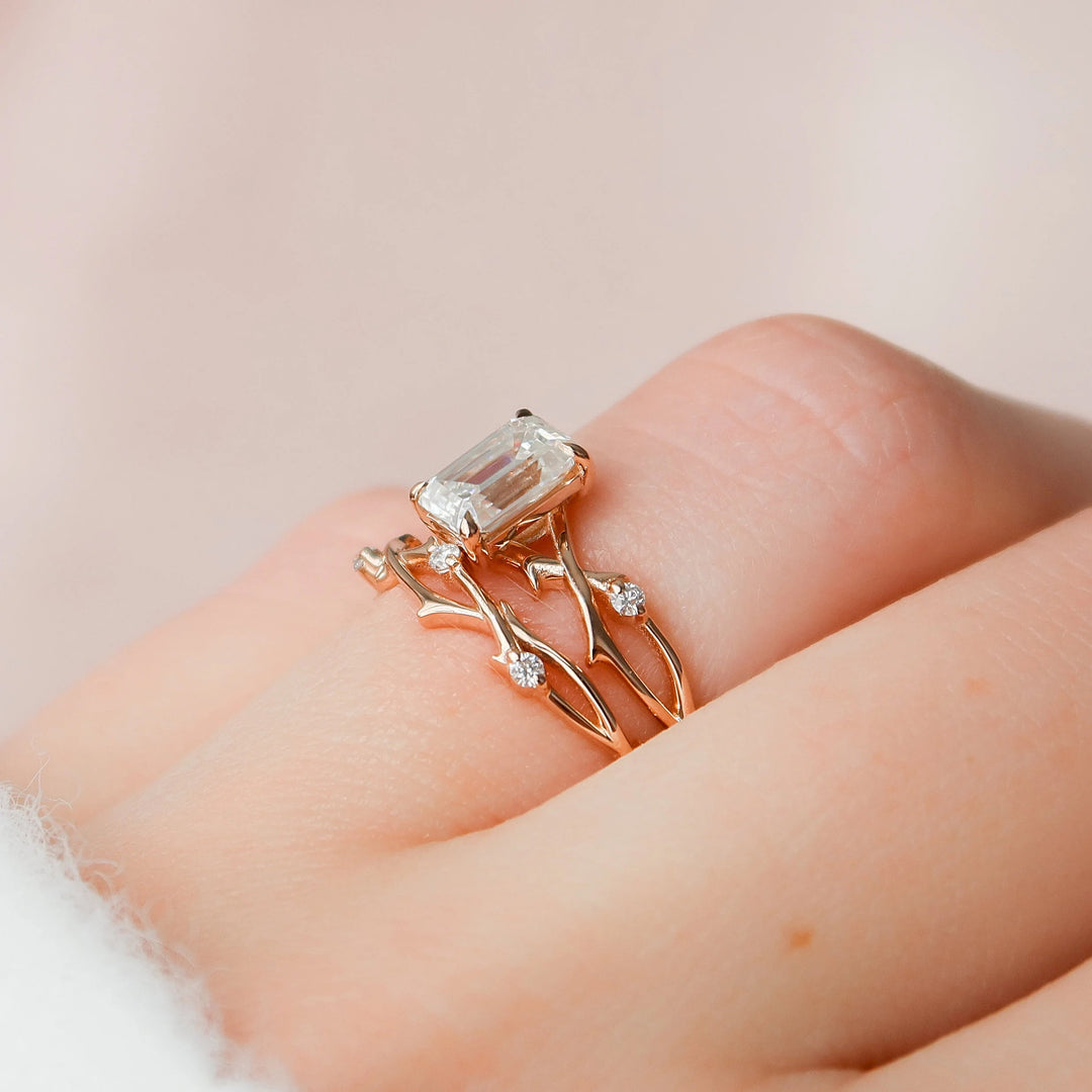 Marquise Cut Cluster Styled Lab Grown Bridal Ring Set