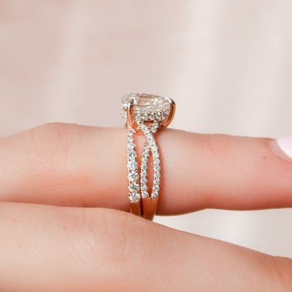Marquise Cut Cluster Styled Lab Grown Bridal Ring Set
