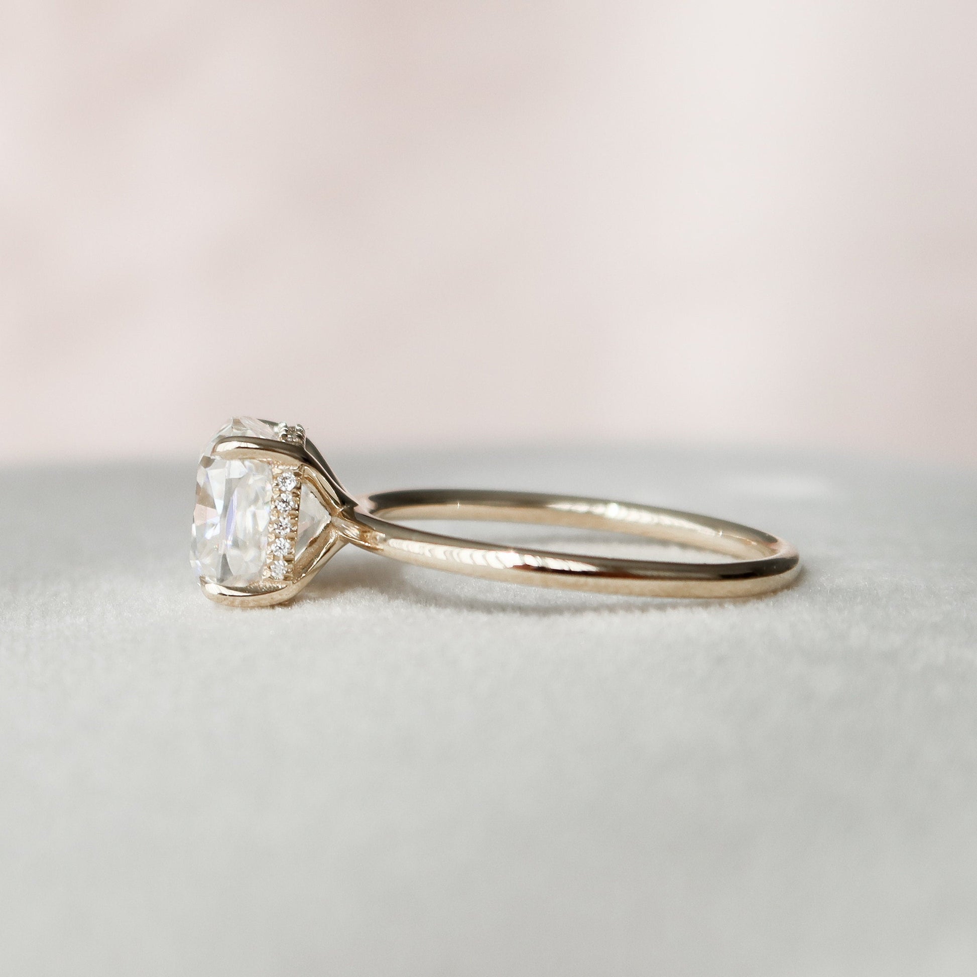3.50 CT Cushion Cut Hidden Halo Style Moissanite Engagement Ring 3