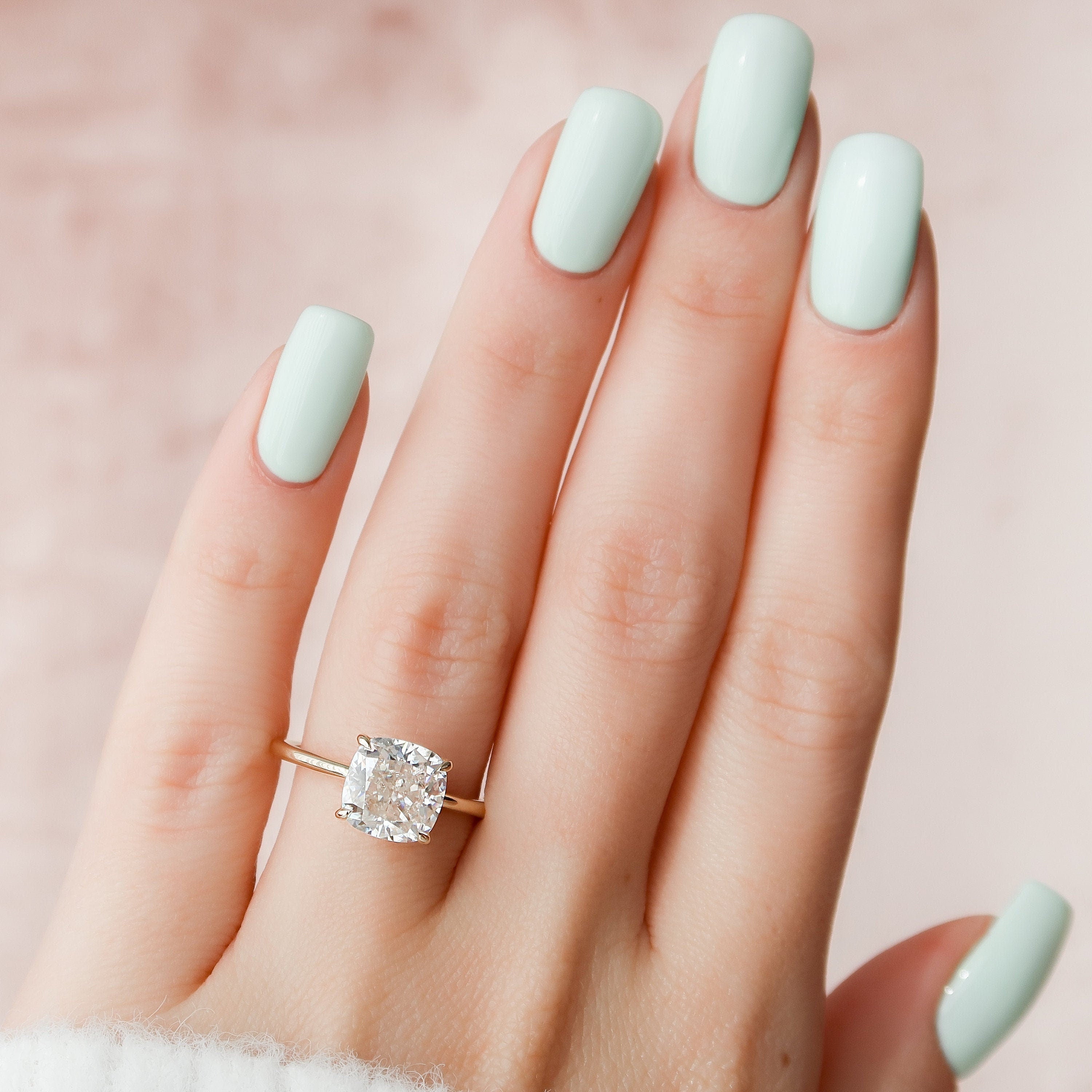 3.50 CT Cushion Cut Hidden Halo Style Moissanite Engagement Ring 7