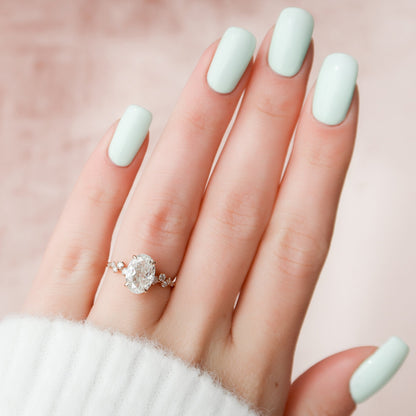 2.0 CT Oval Cut Hidden Halo Pave Style Moissanite Engagement Ring 10