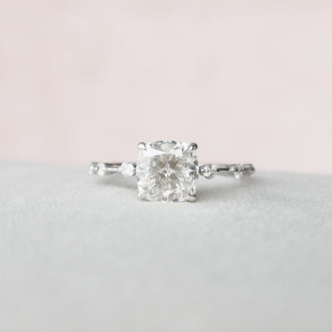 2.0 CT Cushion Dainty Pave  Moissanite Engagement Ring 2